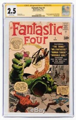 Fantastic Four #1 SIGNED BY STAN LEE CGC 2.5 OFF WHITE PAGES NOV 1961