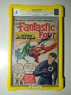 Fantastic Four #10 CGC 0.5 SS Signed STAN LEE Dr. Doom Appearance 1963 MCU