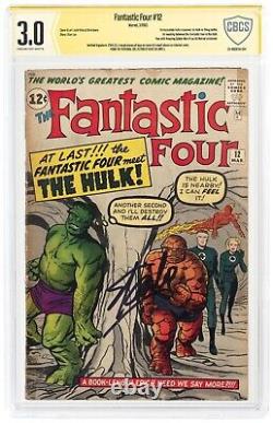 Fantastic Four #12 Cbcs 3.0 Signed Stan Lee 1st Meeting With Hulk / Crossover