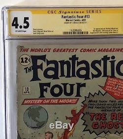 Fantastic Four 13 Cgc 4.5 1st Watcher Signed By Stan Lee