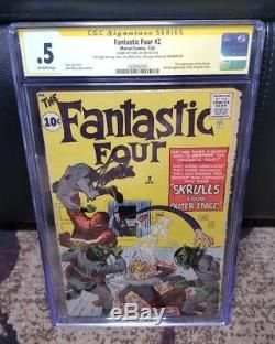 Fantastic Four #2 1962 CGC 0.5 Signed by Stan Lee 1st Skrulls Jack Kirby