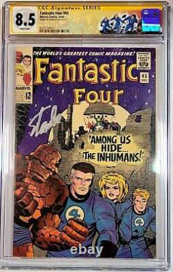 Fantastic Four #45 CGC 8.5 White Pages, signed by Stan Lee. 1965 1st Inhumans