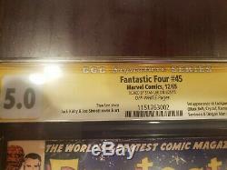 Fantastic Four #45 SIGNED BY STAN LEE CBCS CGC 5.0 Signature Series 1ST INHUMANS