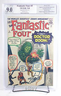 Fantastic Four #5 (Marvel 1962) PGX (not CGC) 9.0 VF/NM signed by STAN LEE