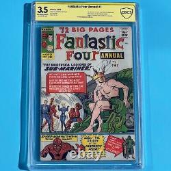 Fantastic Four Annual #1 CBCS 3.5? SIGNED by STAN LEE? Marvel Comic 1963