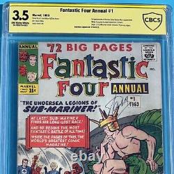 Fantastic Four Annual #1 CBCS 3.5? SIGNED by STAN LEE? Marvel Comic 1963