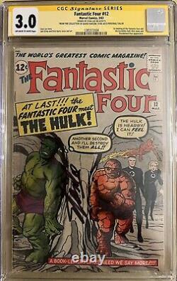 Fantastic four 12 CGC 3.0 SS Stan Lee Hulk FF 1963 Parsow Collection SIGNED