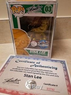 Funko PoP! Stan Lee (Gold) Autographed COA certification sticker & certificate