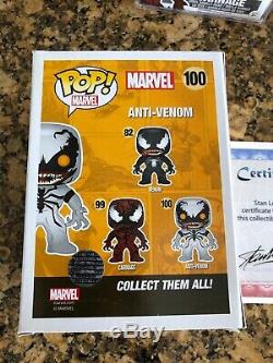 Funko Pop Anti Venom Hot Topic Exclusive Stan Lee signed withcoa