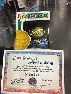 Funko Pop Gold Stan Lee New York Comic Con # 03 Signed With COA