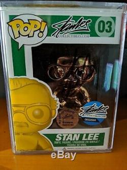 Funko Pop! Stan Lee Gold Chrome Metallic Superhero 1/10 Rare Grail Signed Coa