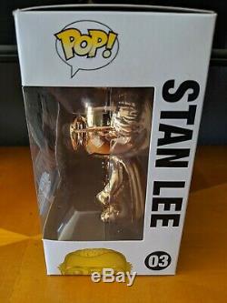 Funko Pop! Stan Lee Gold Chrome Metallic Superhero 1/10 Rare Grail Signed Coa