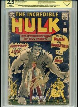 Incredible Hulk #1 Cbcs Graded 2.5 1962 Marvel Witnessed Signed By Stan Lee Cgc