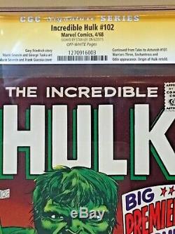 Incredible Hulk #102 Cgc 8.0 Ss Signed Stan Lee Origin Retold