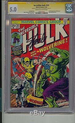 Incredible Hulk #181 Cgc 5.0 Ss Signed Stan Lee & John Romita 1st Wolverine