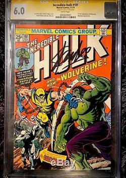 Incredible Hulk #181 Cgc 6.0 Key Issue 1st Wolverine App Signed By Stan Lee