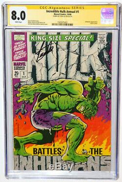 Incredible Hulk Annual #1 King Size Special Cgc 8.0 Ss Signed Stan Lee White Pgs