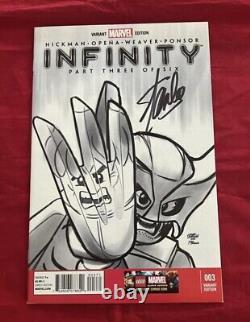 Infinity #3 Lego Leonel Castellani B/W Variant Cover Signed by Stan Lee with COA