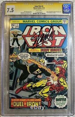 Iron Fist #1 CGC SS 7.5 Signed Stan Lee 1975 Story From Marvel Premiere 25