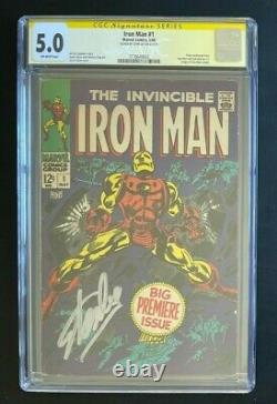 Iron Man #1 CGC 5.0 Origin of Iron Man retold Signed Stan Lee Marvel 1968 Comics