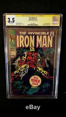 Iron Man #1 Cgc 3.5 Ss Signed Stan Lee Marvel Silver Age