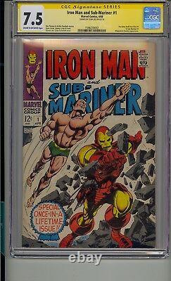 Iron Man And Sub-mariner #1 Cgc 7.5 Ss Signed Stan Lee