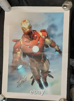 Iron Man Marvel Canvas Art Print 25.5x18 Signed by Stan Lee