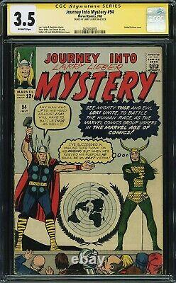 JOURNEY INTO MYSTERY 94 CGC 3.5 Signed Larry Lieber LOKI U. N. Cover ONLY 11 SS