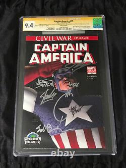 Marvel 2007 Captain America #25 CGC 9.4 SIGNED x6 Wizard Variant Stan Lee/Simon+