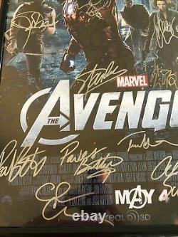 Marvel Avengers Autographed Poster 16 Cast Members RDJ, Stan Lee, Evans With Cert
