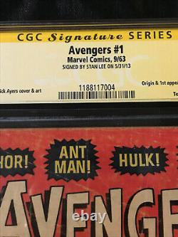 Marvel Comics 1963 Avengers #1 CGC 1.8 GD- SIGNED BY STAN LEE ON 5/31/13