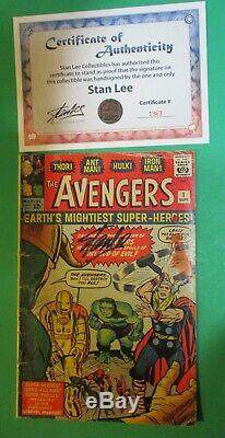 Marvel Comics Avengers #1 First Issue 1963 RARE Signed Stan Lee Vintage Comic