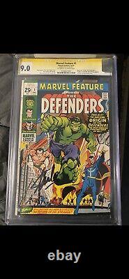 Marvel Feature #1 CGC 9.0 OW-W pgs (1971) 1st Defenders! Signed By Stan Lee