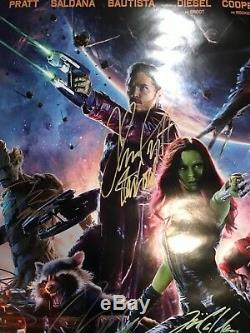 Marvel Guardians of the Galaxy Cast signed 2sided movie poster with Stan Lee & COA