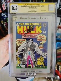 Marvel Milestone Edition Incredible Hulk. Signed- Stan Lee cgc 8.5