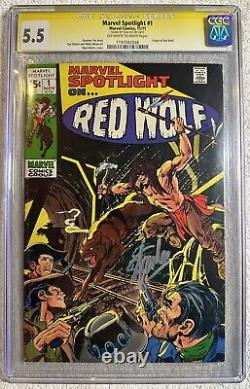 Marvel Spotlight #1 CGC SS 5.5 Signed Stan Lee Origin of Red Wolf? Autograph