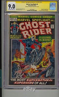 Marvel Spotlight #5 Cgc 9.0 Ss Signed Stan Lee 1st Ghost Rider