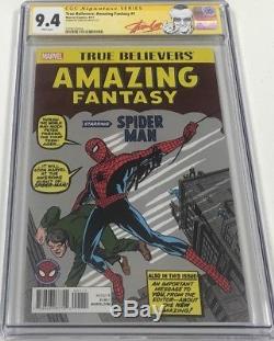 Marvel True Believers Amazing Fantasy #15 Signed Stan Lee CGC 9.4 SS Red Label