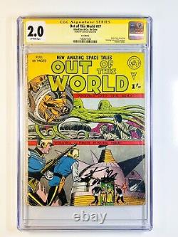 Out of This World 17 CGC 2.0 Signed by Stan Lee Reprint of Amazing Fantasy 15