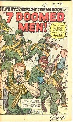 SGT. FURY #2 GD+ Signed Stan Lee Seven Doomed Men 1963 Jack Kirby Art