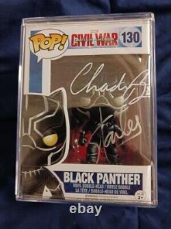 STAN LEE & CHADWICK BOSEMAN Signed Autograph Black Panther #130 Funko Pop W COA