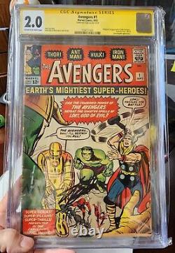STAN LEE Signed 1963 AVENGERS #1 SS Marvel Comics CGC 2.0 Signature Series