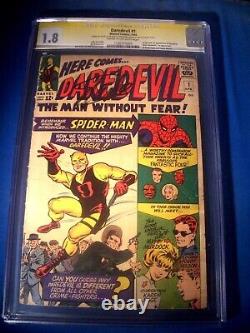 STAN LEE Signed 1964 DAREDEVIL #1 SS Marvel Comics CGC 1.8 GD- Signature Series