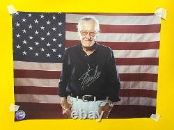 STAN LEE (signed) MARVEL auto 11x15 picture photo USA flag EXCELSIOR coa (4)