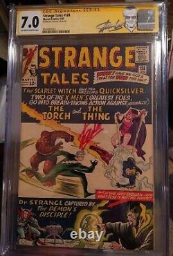 STRANGE TALES #128 1965 CGC 7.0 Stan Lee SIGNED EARLY SCARLET WITCH APP