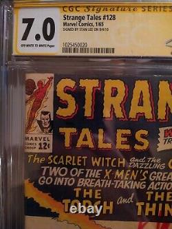 STRANGE TALES #128 1965 CGC 7.0 Stan Lee SIGNED EARLY SCARLET WITCH APP