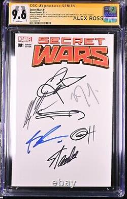 Secret Wars #1 CGC 9.6 SS Signed Stan Lee Miller Renner Liefeld Blank Sketch