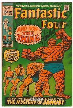 Signed Fantastic Four #107 Stan Lee Comic Book The Thing/Janus 1970 Very Nice