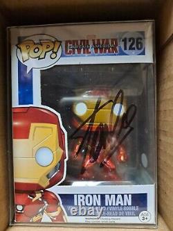Signed funko pop stan lee LARGE AUTO, iron man JSA authenticated