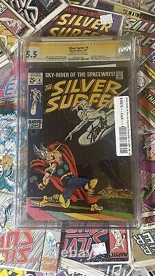 Silver Surfer #4? CGC 5.5 SS? SIGNED BY STAN LEE White/Off-whitepages? BRILLIANT